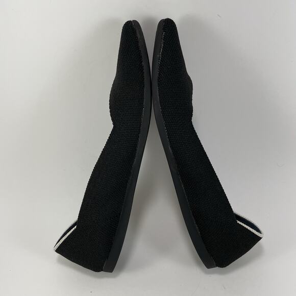 Rothy’s The Point Pointed Toe Flats Womens Size 6.5 Black Ballet White Stripe - Picture 6 of 9